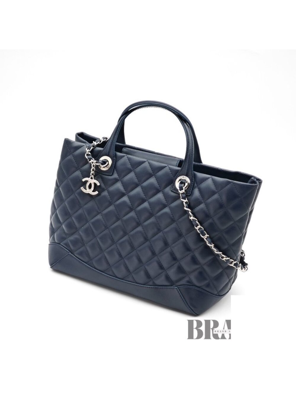 Chanel Quilted Tote 2-Way Shoulder Bag Blue